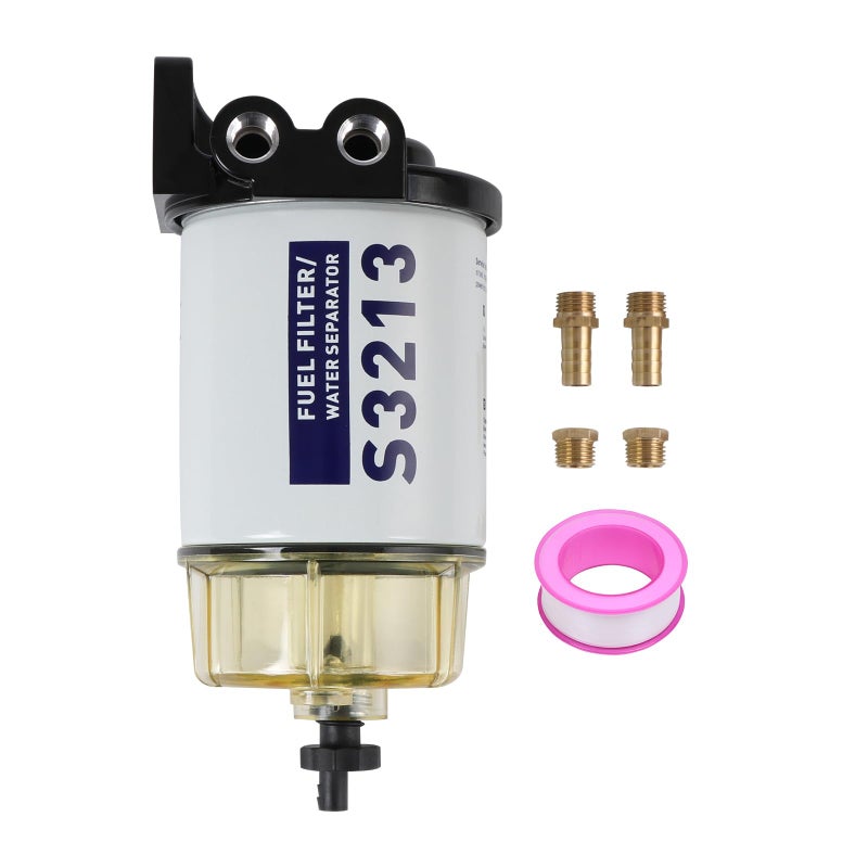 CARMOCAR Fuel Filter Water Separator replacement for Marine Outboard Motor Mercury with 3/8" Barb x 1/4" NPT brass Fittings Replaces# S3213, S3214, 35-60494-1, S3213, 18-7932-1, 18-17928, 35-809097 - Image 1
